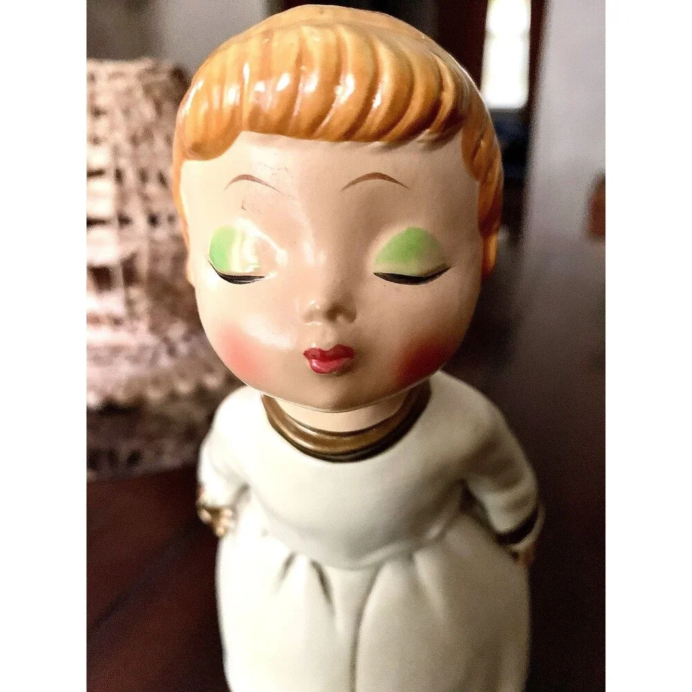 MCM Christmas Kissing Angel Set 2 Papier Mache Choir Children Japan Vintage 9.5